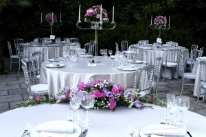 candelabras flower arrangments wedding italy castle borgia